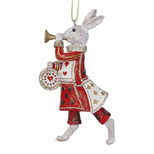 Resin White Rabbit with Trumpet 10cm *ETA NOV